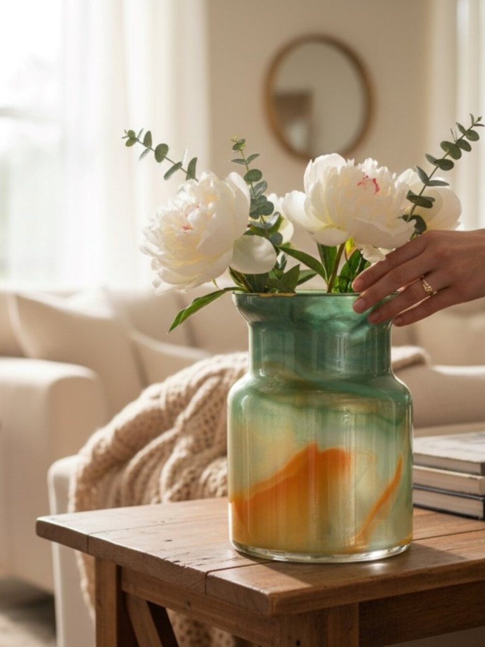 Handmade Fluid Art Acrylic Pour Glass Vase, Home Decor, Metallic Dry Flower Vase